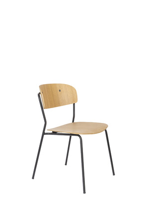 JOLIEN Black/Wood stoel 2 stuks 