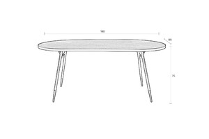DENISE tafel rechthoekig  180 cm 