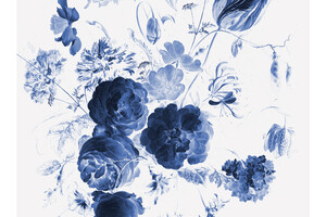 Wandposter Royal Blue Flowers  292.2 cm